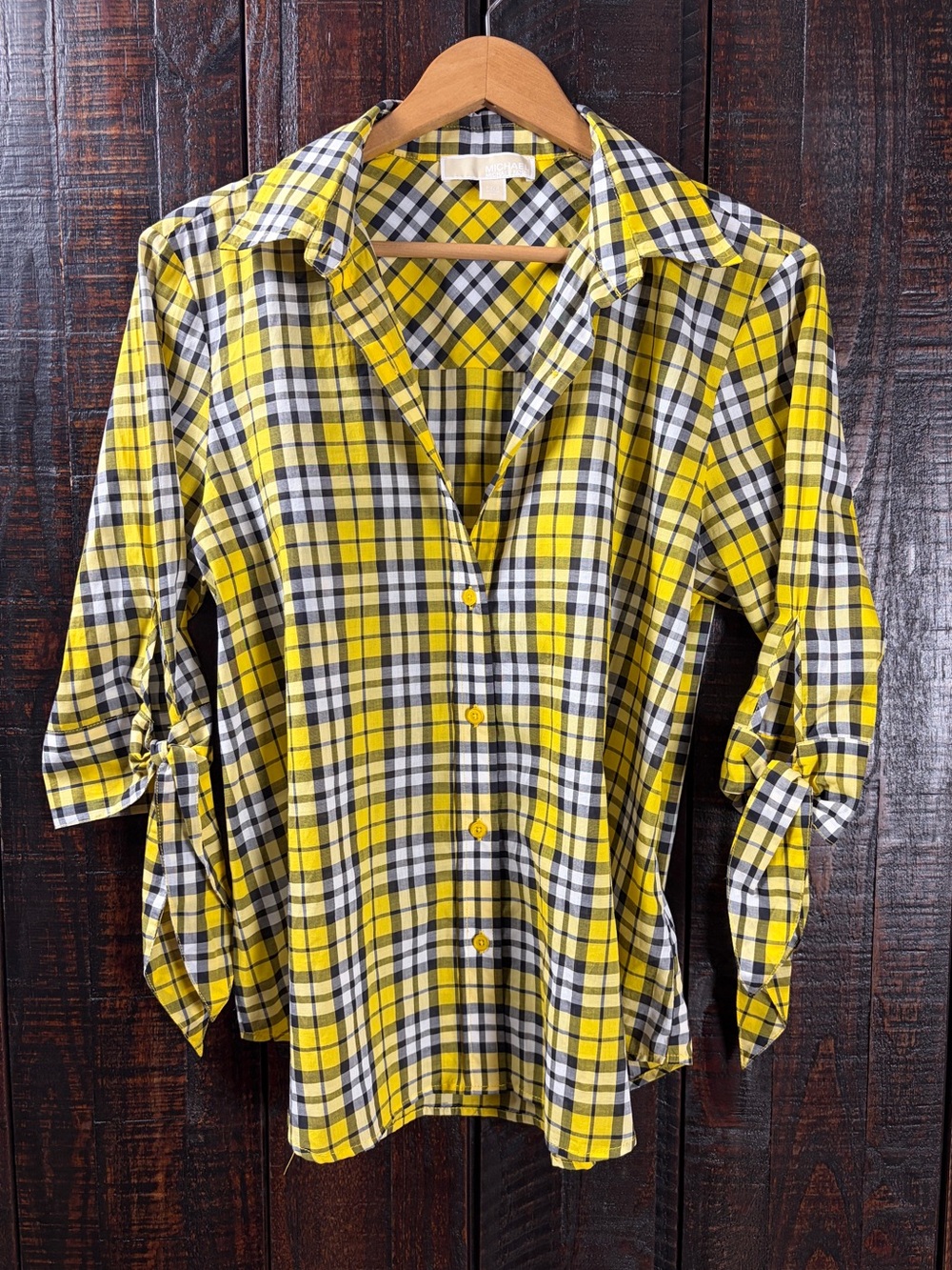 Michael Kors Yellow Plaid Button-Down Shirt